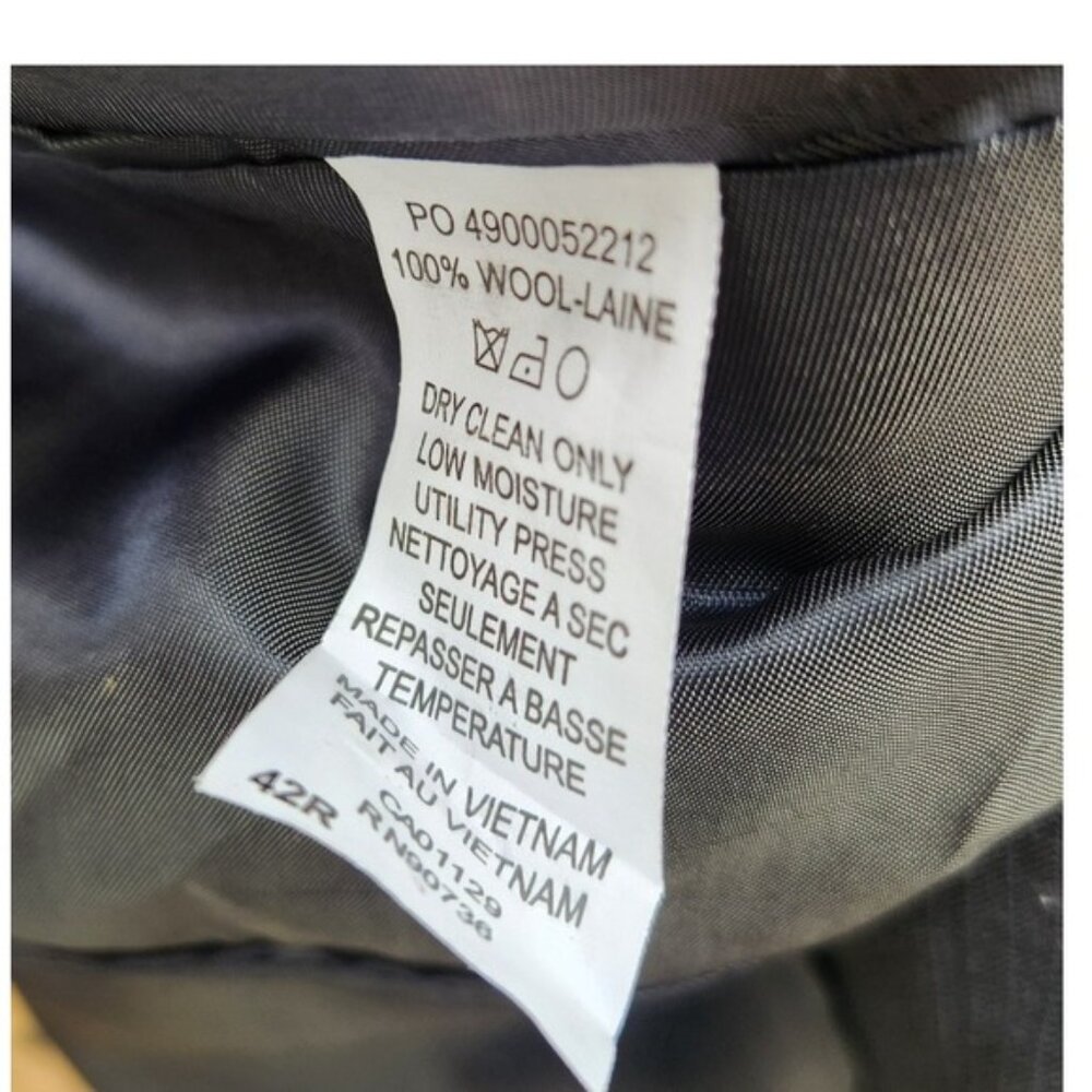 Calvin Klein Men's 42R Gray Pinstripe 100% Wool Blazer Business Suit Jacket - Picture 8 of 12